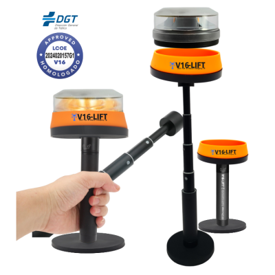 soporte extensible V16lift para balizas V16 compuesto por stick,base baliza ,plataforma imantada , estuche y chaleco