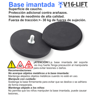 soporte extensible V16lift para balizas V16 compuesto por stick,base baliza ,plataforma imantada , estuche y chaleco
