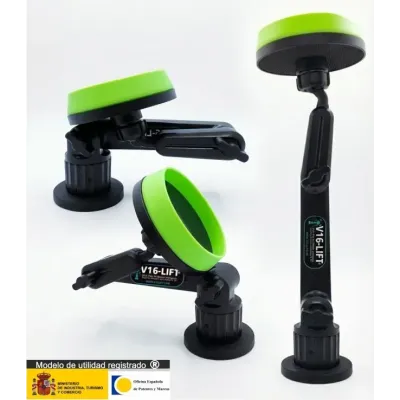 soporte extensible V16lift para balizas V16 compuesto por stick,base baliza y plataforma imantada