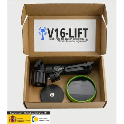 soporte extensible V16lift para balizas V16 compuesto por stick,base baliza y plataforma imantada