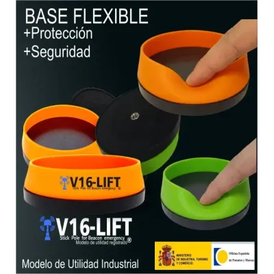 soporte extensible V16lift para balizas V16 compuesto por stick,base baliza y plataforma imantada