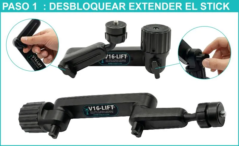 paso para desbloquear el soporte extensible v16lift para baliza v16 luz de emergencias v16 dgt vehiculos coche camiones motos