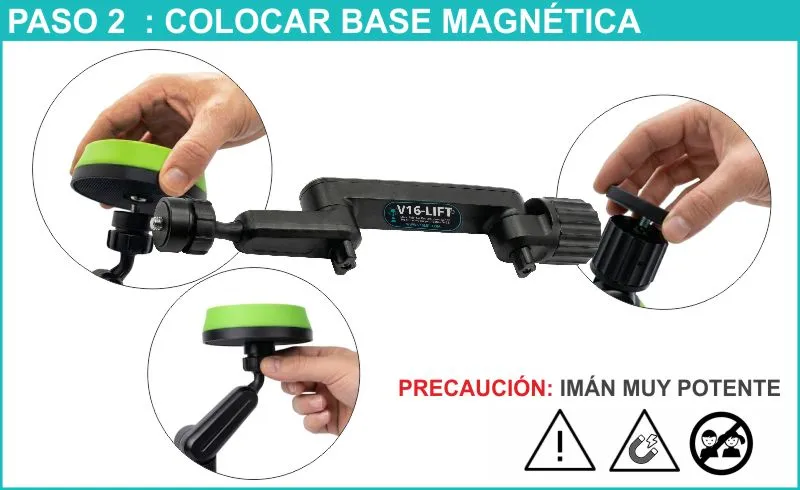 paso para extender el soporte extensible v16lift para baliza v16 luz de emergencias v16 dgt vehiculos coche camiones motos