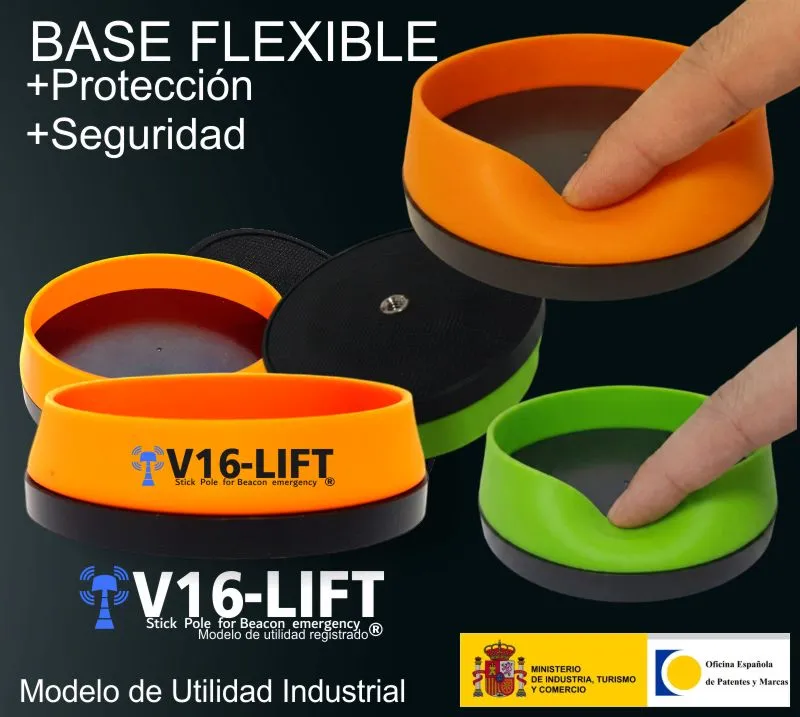 banner colocacion soporte extensible v16lift para baliza v16 luz de emergencias v16 dgt vehiculos coche camiones motos decimo primero