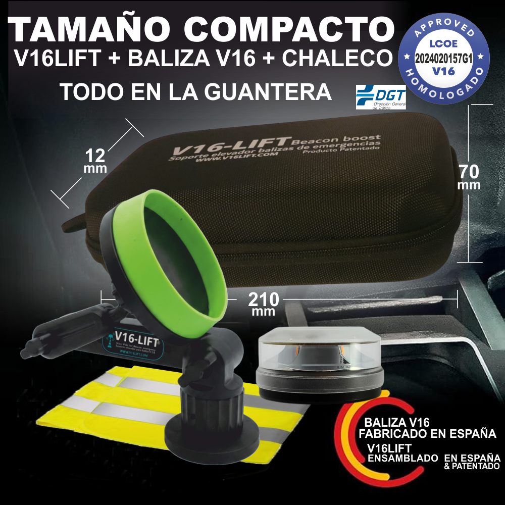 banner sostraffic v16lift soporte extensible v16lift para baliza v16 luz de emergencias v16 dgt vehiculos coche camiones motos quinto